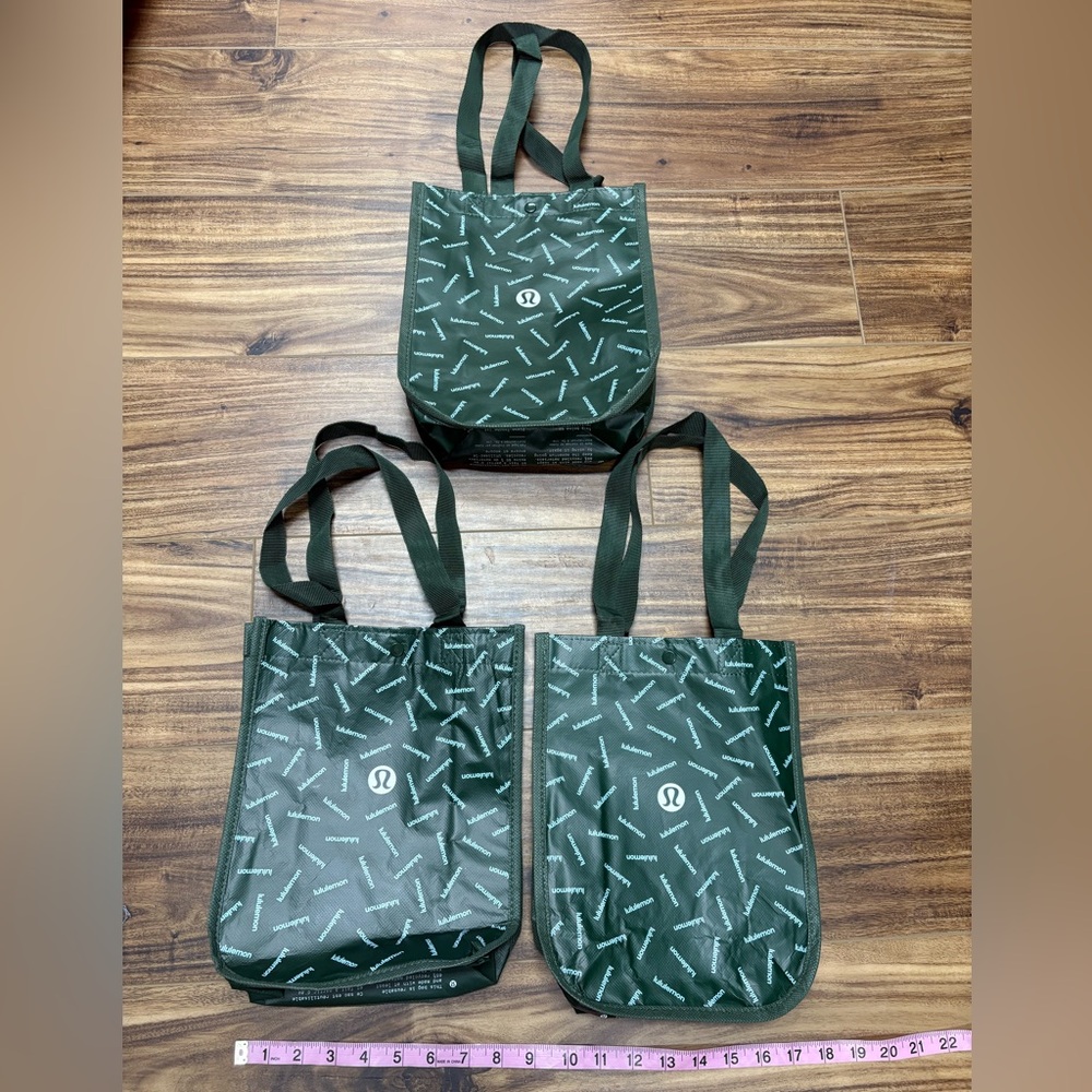 Lot of 3 Lululemon small green tote bags